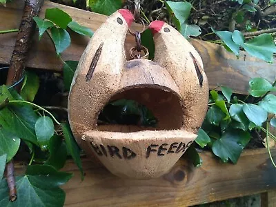 Coconut Shell Hanging Bird Feeder  Bird Feeding Station For The Garden - FREE PP • £9.95