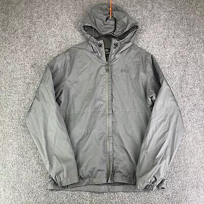 REI Men's Rain Jacket Medium Gray Rip Stop Hood Full Zip Outdoor Hiking WW • $24.88