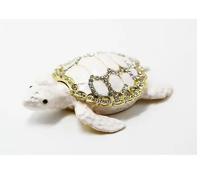 $16.99 • Buy Bejeweled Enameled Animal Trinket Box/Figurine With Rhinestones-Big Sea Turtle