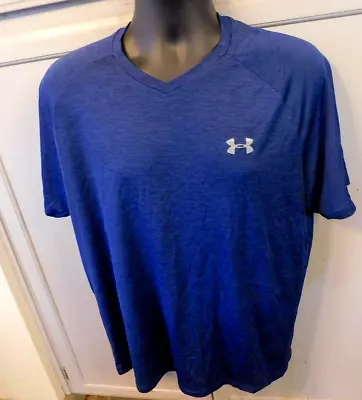 Under Armour Tech Tee Blue V-neck T-shirt Men Sz L • $6.99