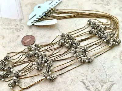 Vintage 24 Inch Brass And Bead Necklaces 8 • $18
