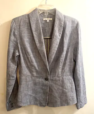 CAbi Blazer Style 215 Womens Sz 4 Gray Blue Linen Blend Business Office Jacket • $13.72
