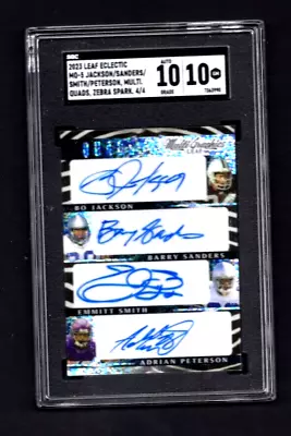 Bo Jackson - Barry Sanders- Emmitt Smith -ap - Quad Auto - Sgc Graded 10 & 10 Gm • $650