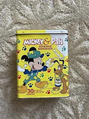 Disney Band Aids Tin Mickey Mouse And Pals Character 30 Bandages Collectible Vtg • $19.99