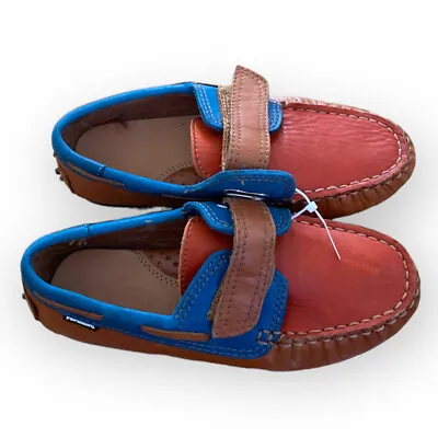 Venettini Boy Leather Blue And Orange Shoes Size 26 EUR / 9 • $48