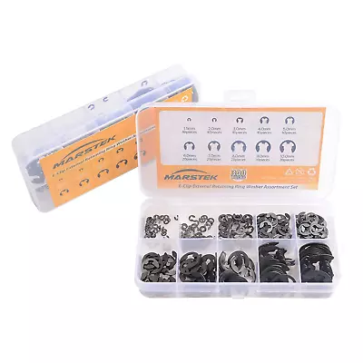 300Pcs Black Alloy Steel E Clip Assortment Kit E-Clip External Retaining Ring As • $10.68