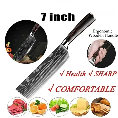 7 Inch Nakiri Knife Kitchen Chef Knife Japanese Stainless Steel Meat Cleaver • $14.68