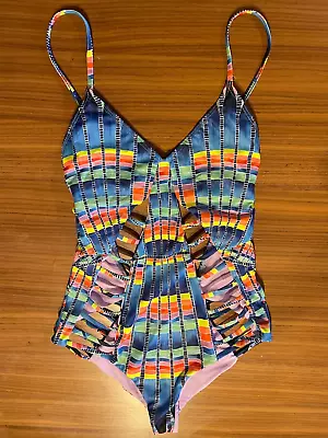 NWT $254 Sz XS Mara Hoffman Azure Flight Lattice Cutout One Piece Swimsuit • $60