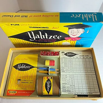 Yahtzee 1961 E.S. Lowe Milton Bradley USA Vintage Original Box • $10.99