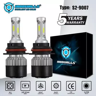 2X 9007 HB5 COB LED Headlight Dual High Low Beam Bulbs Kit 1800W 270000LM 6000K • $16.23
