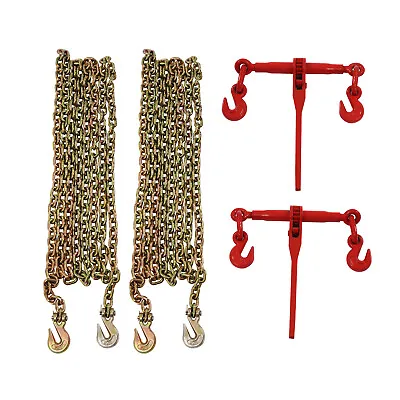 Grade 70 5/16 -3/8  Chain And Binder Kit Ratchet 10ft Chain Load Binder 2 Pack • $101.97