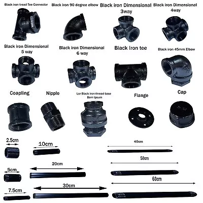 £2.99 • Buy 3/4  Galvanized  Malleable Iron Fittings Axial BSP Black Painted Pipe Fitting