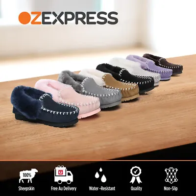 【SALE】AUSTRALIAN SHEPHERD® UGG Moccasins Women Men Sheepskin Wool Loafers • $67.95