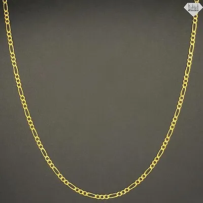 14K Gold Plated Italian Sterling Silver Figaro Link Chain Necklace 925 • $15.99