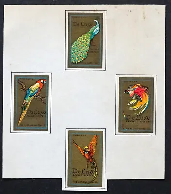 ANTIQUE Vintage MATCHBOX LABEL Lot BIRDS Macaw Peacock DIAMOND MATCH Matches USA • $9.95