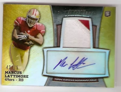 Marcus Lattimore Autograph Patch Refractor Rookie Sn #/75 2013 Bowman Sterling • $9.99