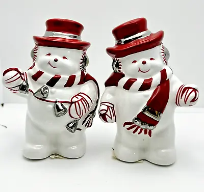 $13.72 • Buy Vintage Salt & Pepper Shakers Snowman Red White Silver Winter Christmas Unused