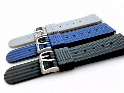 Silicone Rubber Waffle Watch Strap Band Two Piece Quick Release Divers 20mm 22mm • £8.95