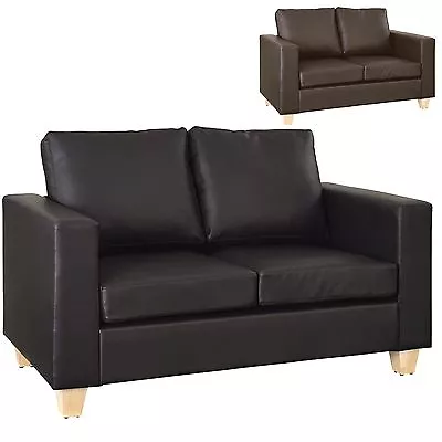 2 Seater Sofa Black Or Brown Faux Leather Modern Design Living Room Office • £229.99