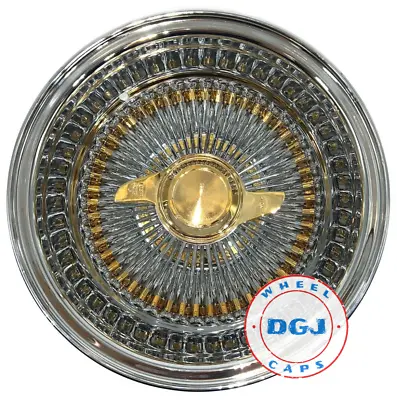 DGJ WHEEL 14x7 Rev 100 Spoke Gold Nipples & Hub Ring Lowrider Wire Wheels • $1849.99