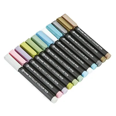 12 Metallic Pens Paint Marker For Paper Gift Card Glass Wood Metal Rock Fabric • £5.95