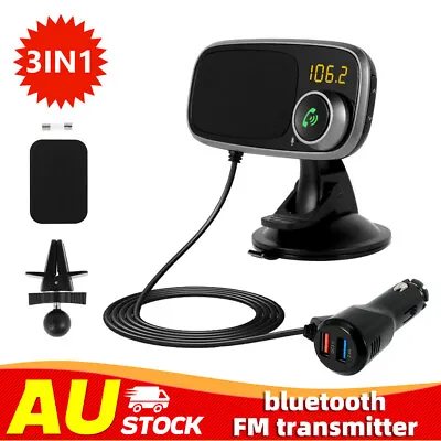 Bluetooth Car FM Transmitter AUX Radio Adapter USB Charger MP3 Player Car Kit • $25.85