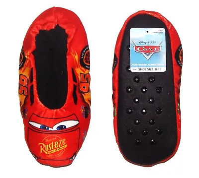 DISNEY CARS LIGHTNING McQUEEN Fuzzy Babba Slippers Size S/M (8-13) Or M/L (13-4) • $11.99