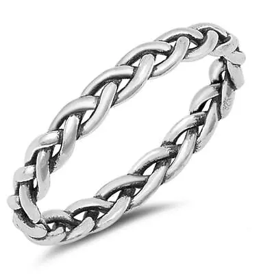 Oxidized Rope Knot Twist Stackable Ring New .925 Sterling Silver Band Sizes 4-10 • $11.39