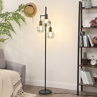 EDISHINE Dimmable Industrial Floor Lamp Tree Floor Lamp With 3 LED Edsion Bulbs • $62.04