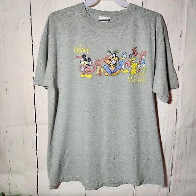Vintage Walt Disney World Shirt Size 2XL? Cartoon Characters T-Shirt Grey Logo • $11.19