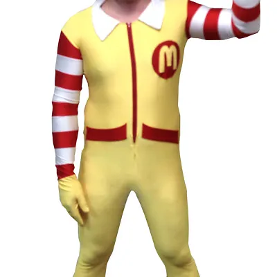 Ronald McDonald Adult Costume Body Suit McDonald's Clown Mens Spandex Cosplay • $33.79
