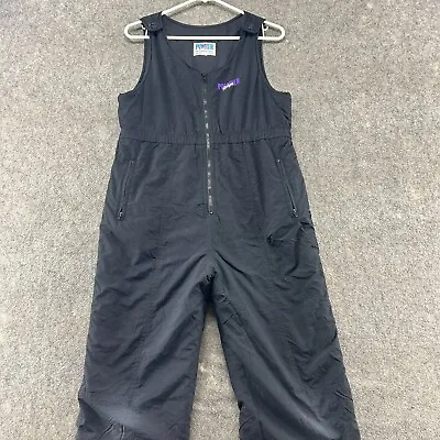 VINTAGE Snow Bib Womens Large? Black Overalls Pants Insualted Canada Zip Ski 90s • $8.96