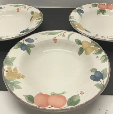 Lot Of 3 MIKASA  COUNTRY CLASSICS FRUIT PANORAMA 9  Large Rim SOUP BOWLS!! • $15.83