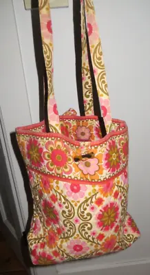 Vera Bradley Folkloric  Orange Pink Floral Shoulder 12 X13  Tote Bag • $17.99