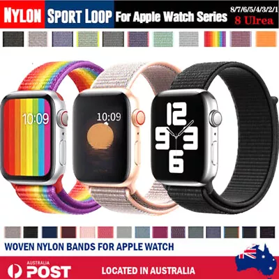 $5.49 • Buy For Apple Watch Ultra 2/ Series 9 8 7 Nylon Loop Replacement Strap Band 49 /45mm