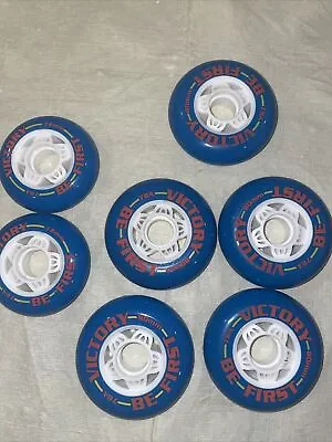 New 7 Total Victory INLINE SKATE WHEELS ROLLER HOCKEY Blue 5 80mm 2 72mm 78A • $27