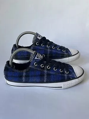 Converse Chuck Taylor Blue Black Wool Plaid Sneakers Trainers Size UK 4 • £14.99