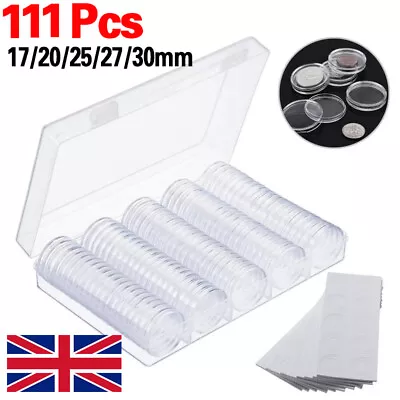 100Pcs Round Coin Cases Washers Plastic Capsules Holder Collection Storage Boxes • £7.85