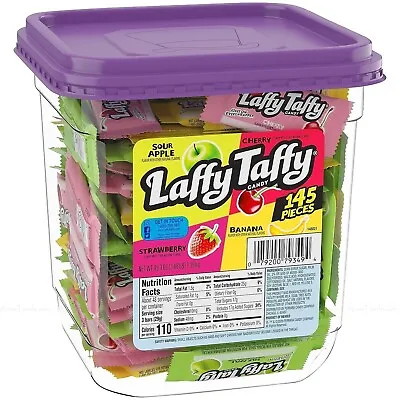 Laffy Taffy Candy Sweets Mix Flavours Kids Bucket Variety 145 Pcs Tub Pack 1.4kg • £19.98