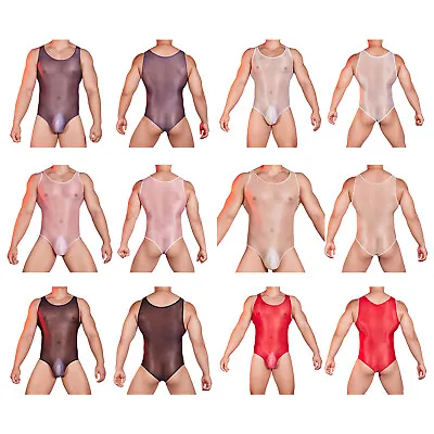 US Mens Leotard Tank Jumpsuits Tight Bodysuits Slim Fit Nightwear Stretchy Sheer • $10.22