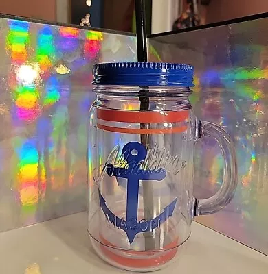 Aladdin Mason Jar Double Walled Tumbler 32 Oz Travel Mug Blue Anchor Nautical • $30