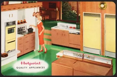 Vintage Playing Card HOTPOINT QUALITY APPLIANCES Woman In Her New Kitchen Pic • $4.79