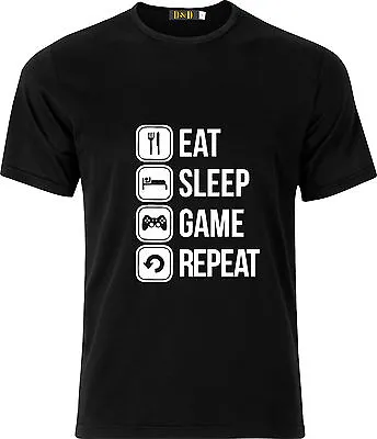 Eat Sleep Game Repeat Funny  100% Cotton  T Shirt • £9.99