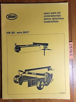 $15 • Buy Vicon KM281 Series 26017 Disc Mower Parts Manual 70.001.700/6