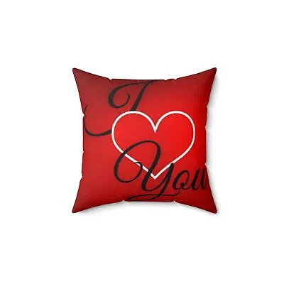 I Love You // Happy Valentine's Day Spun Polyester Square Pillow • $34.53