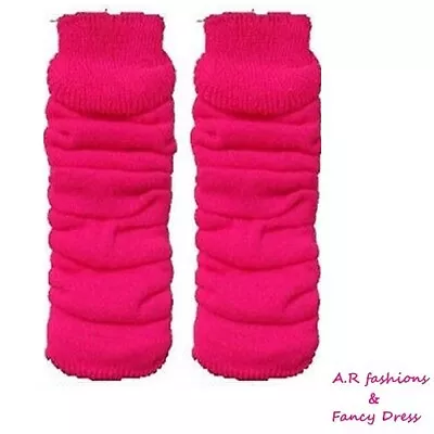 Neon UV Pink Leg Warmers 80s Fancy Dress Ladies Hen Party Dance Retro Plain Pink • £3.99