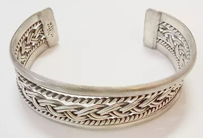 Vintage Sterling Bracelet Mexico 925 Silver Cuff Bracelet 3/4  Wide 36.3 G • $29.99