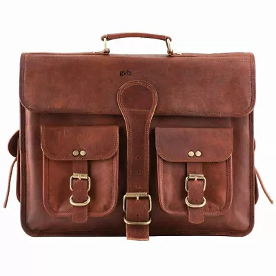 Mens New Handmade Genuine Leather Vintage Laptop Satchel Briefcase Messenger Ba • $56.40