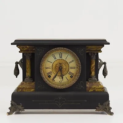 Antique E Ingraham Co Column Shelf Mantel Clock Chimes /g • $165