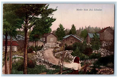 Sweden Postcard View Of Houses Motiv Fran Axi Fabodar C1910 Unposted Antique • $29.95